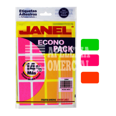 ETIQUETAS AUTOADHERIBLES FLUORESCENTES JANEL 3264